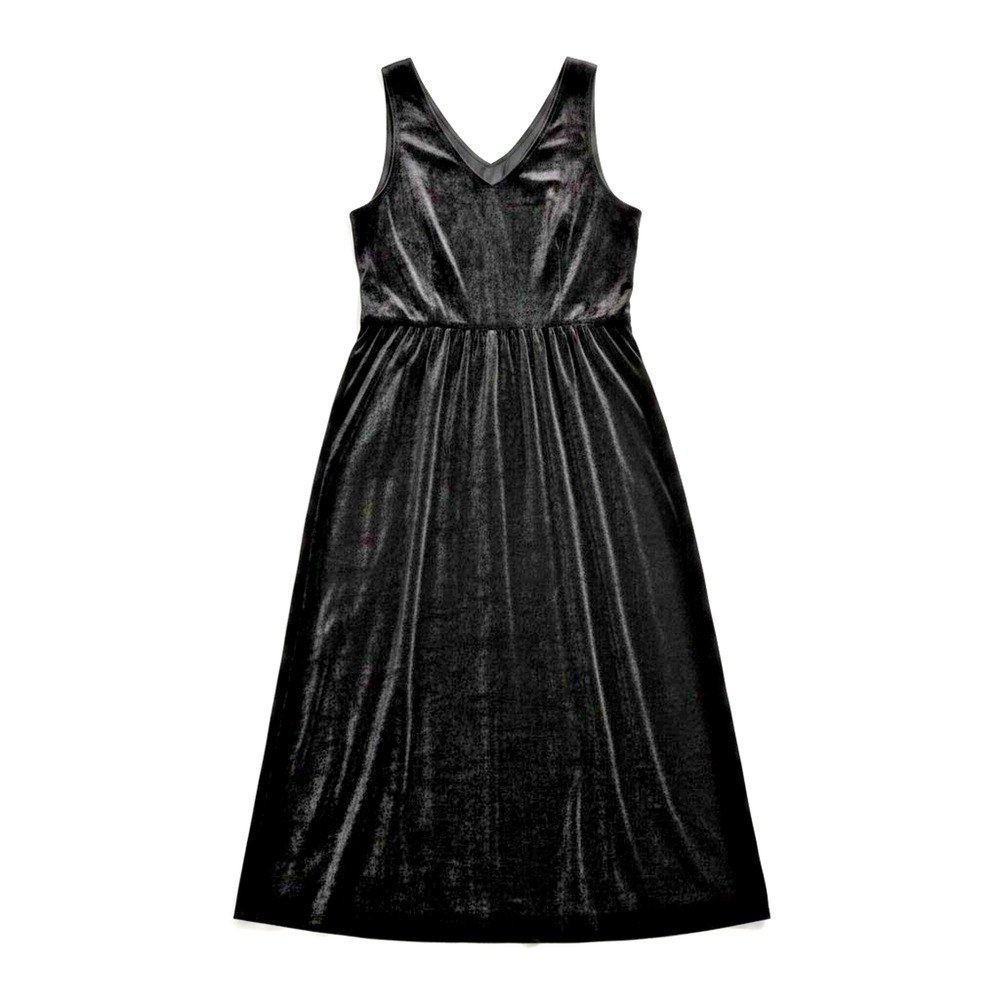 Vintage Coldwater Creek Black Crushed Velvet Button Front Dress Large Boho Maxi - Picture 8 of 12